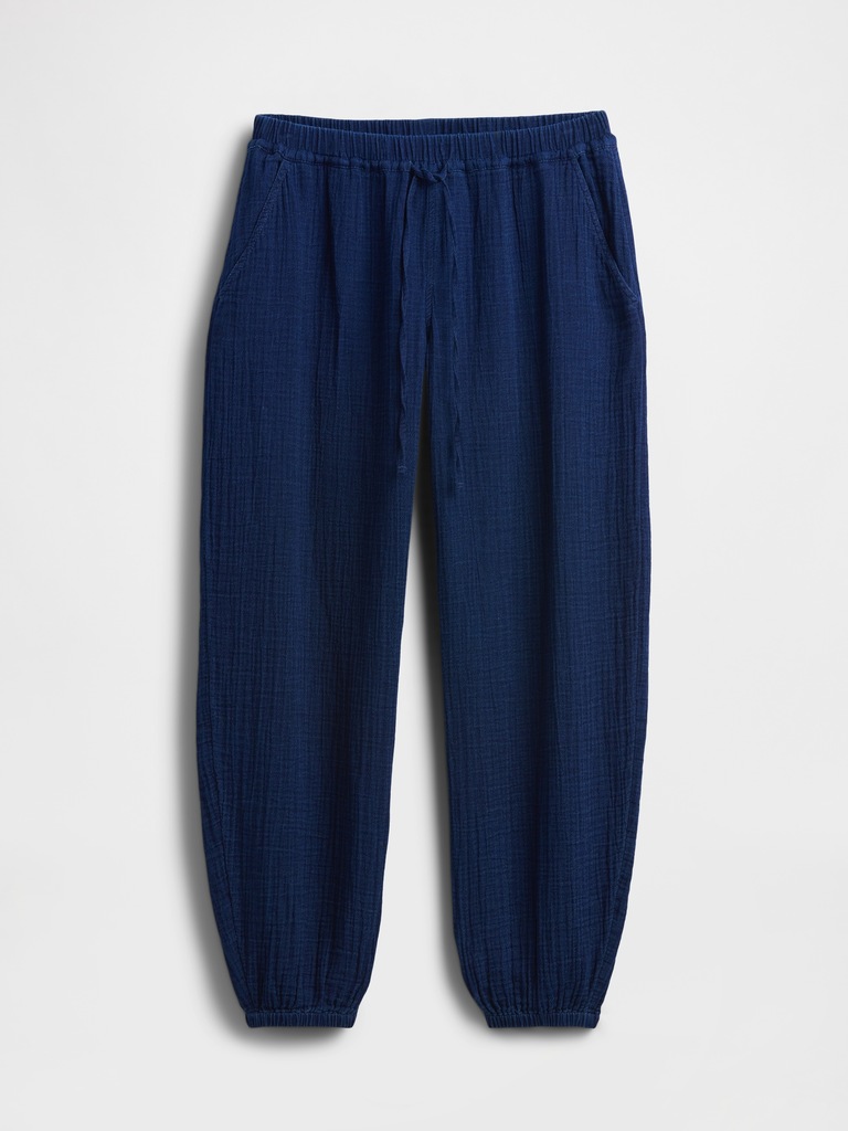 Cotton Gauze Denim Easy Barrel Joggers