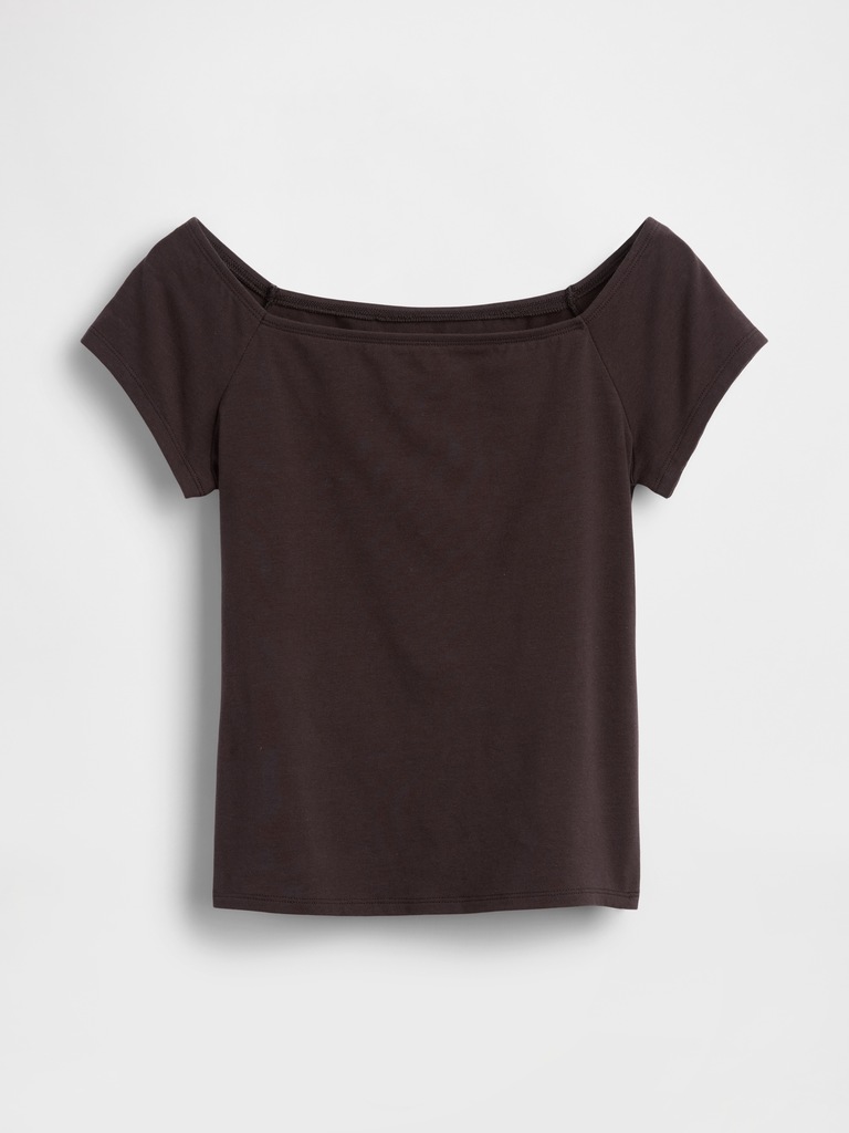 CloseKnit Jersey Off-Shoulder Crop T-Shirt