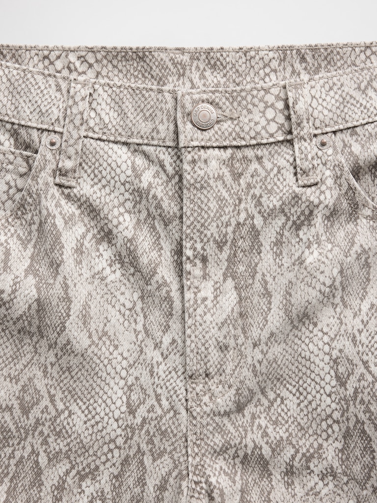 High Rise Snake Print Barrel Jeans