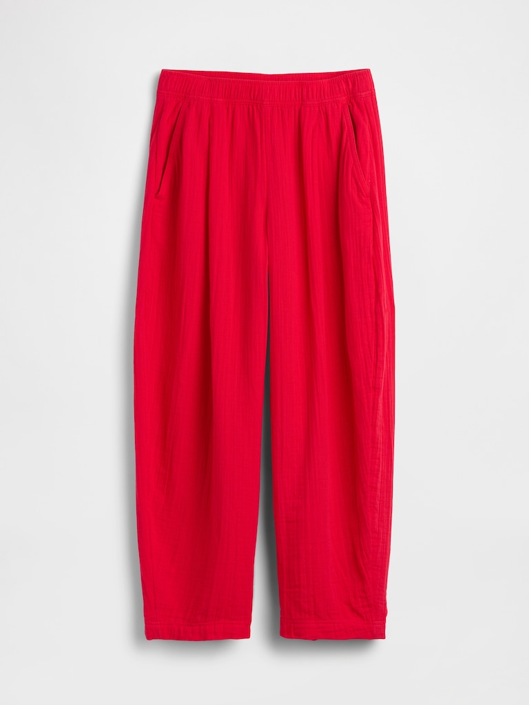 Cotton Gauze Easy Barrel Pants