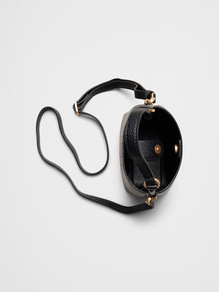 Vegan Leather Micro Mini Bucket Crossbody Bag