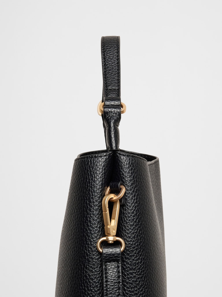 Vegan Leather Micro Mini Bucket Crossbody Bag