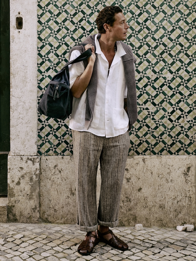Relaxed Striped Linen Beach Pant