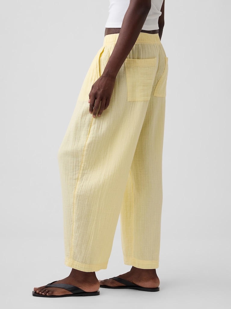 Cotton Gauze Easy Barrel Pants