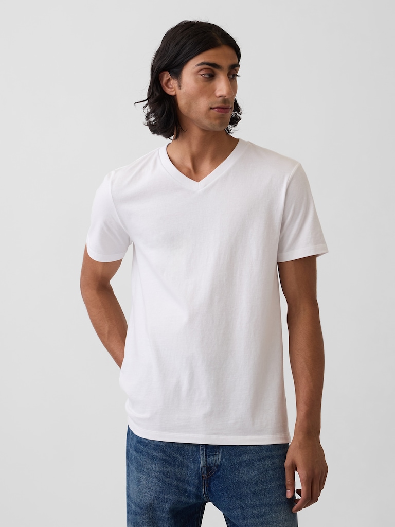 Cotton Jersey V-Neck T-Shirt