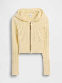 Kids 100% Cotton Cable-Knit Sweater Zip Hoodie