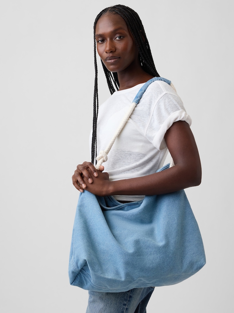 Denim Rope Bucket Bag