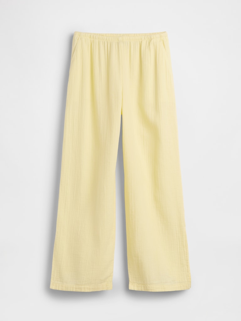 Cotton Gauze Easy Split-Hem Pants