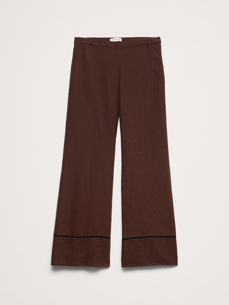 Mid-Rise Kick-Flare Linen Ankle Pant
