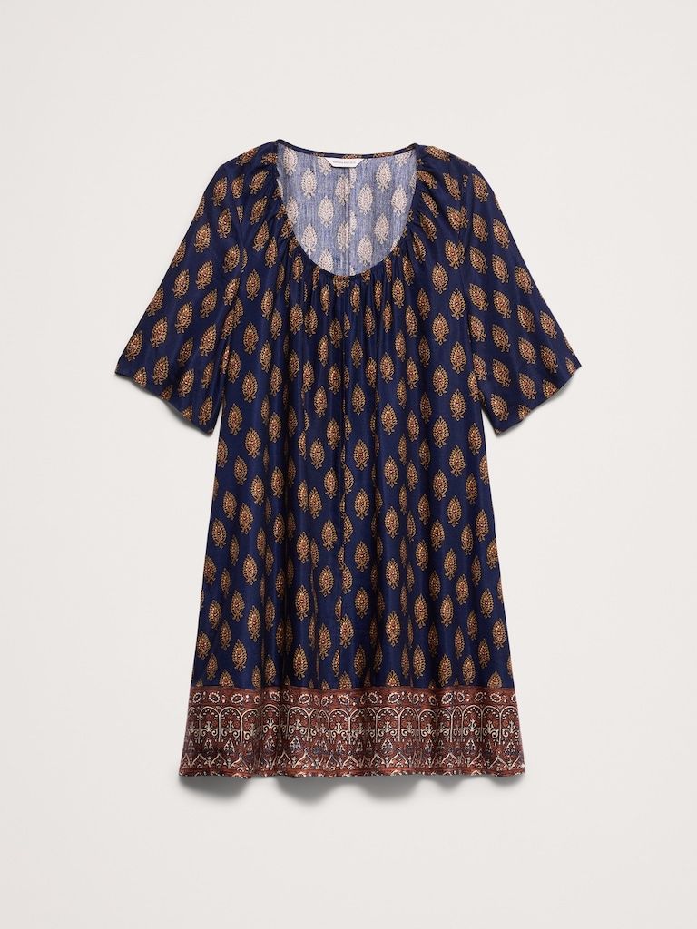 Viscose-Linen Scoop-Neck Mini Dress