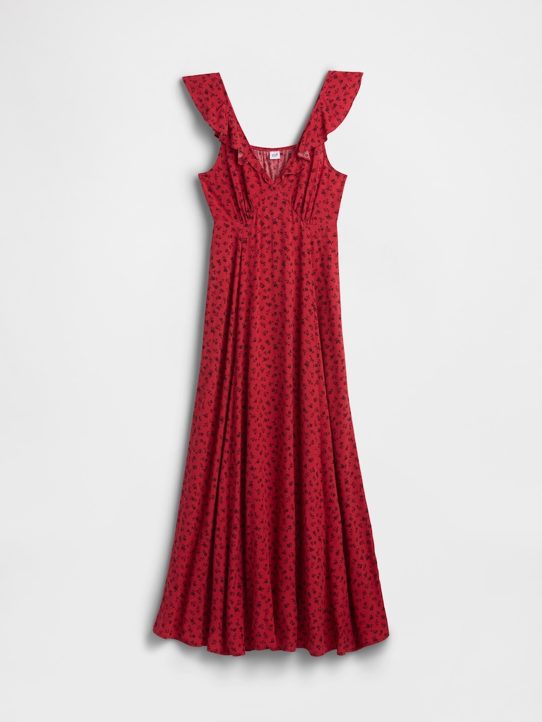 Ruffle V-Neck Maxi Dress