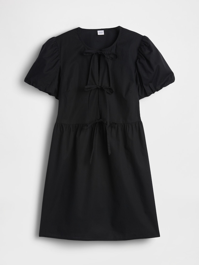 Puff Sleeve Tie-Front Mini Dress