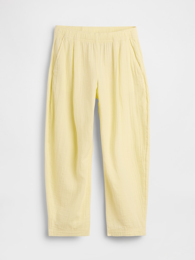 Cotton Gauze Easy Barrel Pants