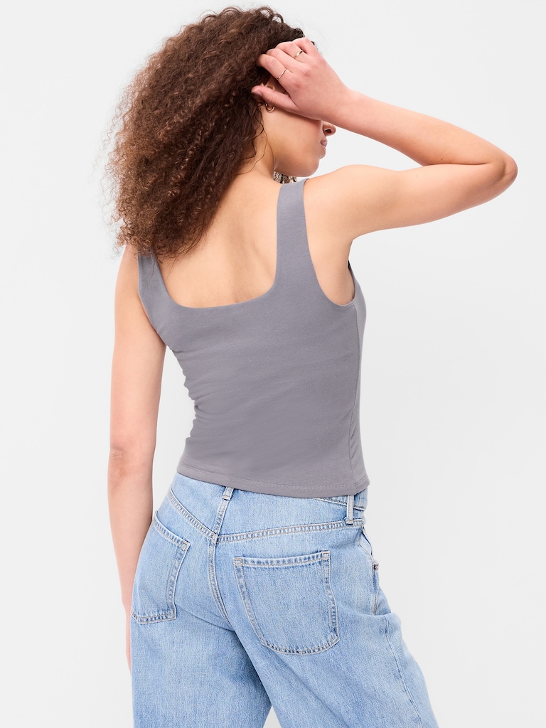 Hug Double-Layer Scoop-Neck Tank Top