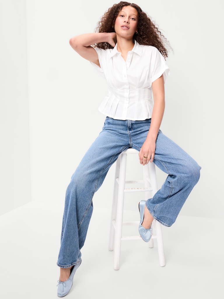 Slim-Waisted Button-Down Shirt