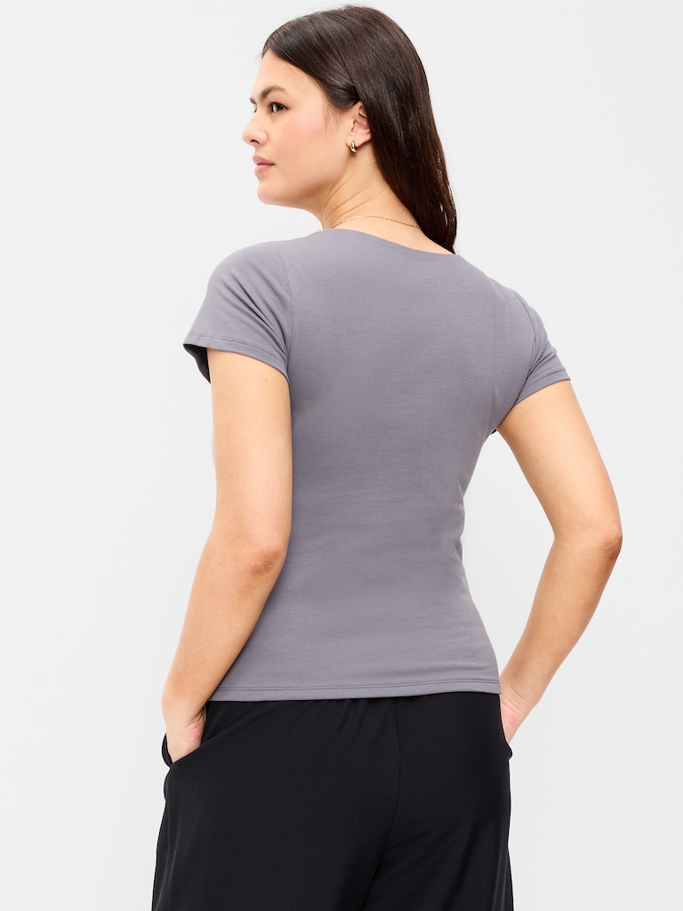 Hug Double-Layer Scoop-Neck Top