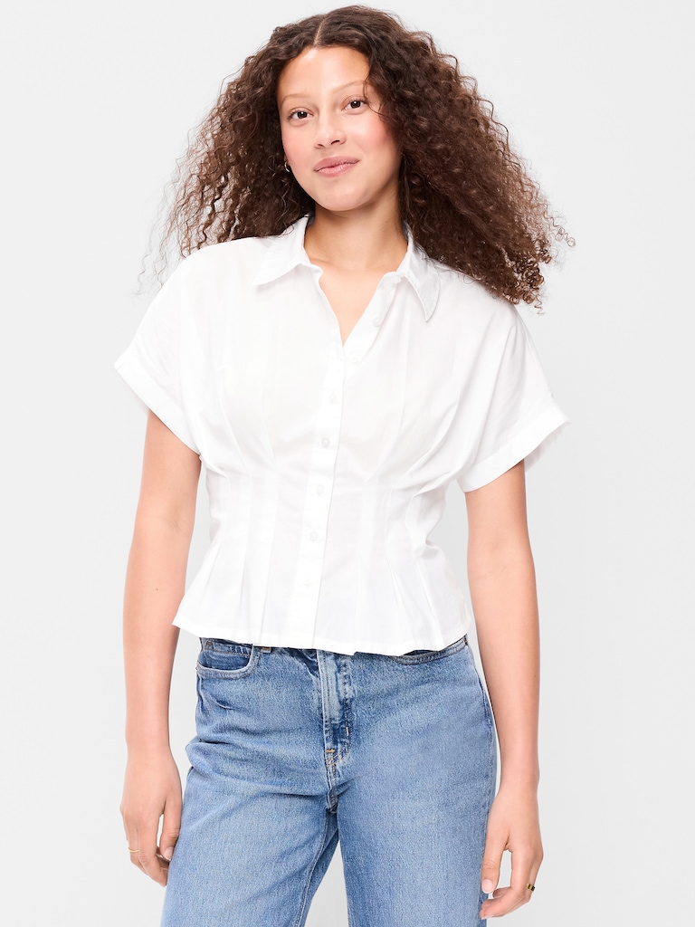 Slim-Waisted Button-Down Shirt