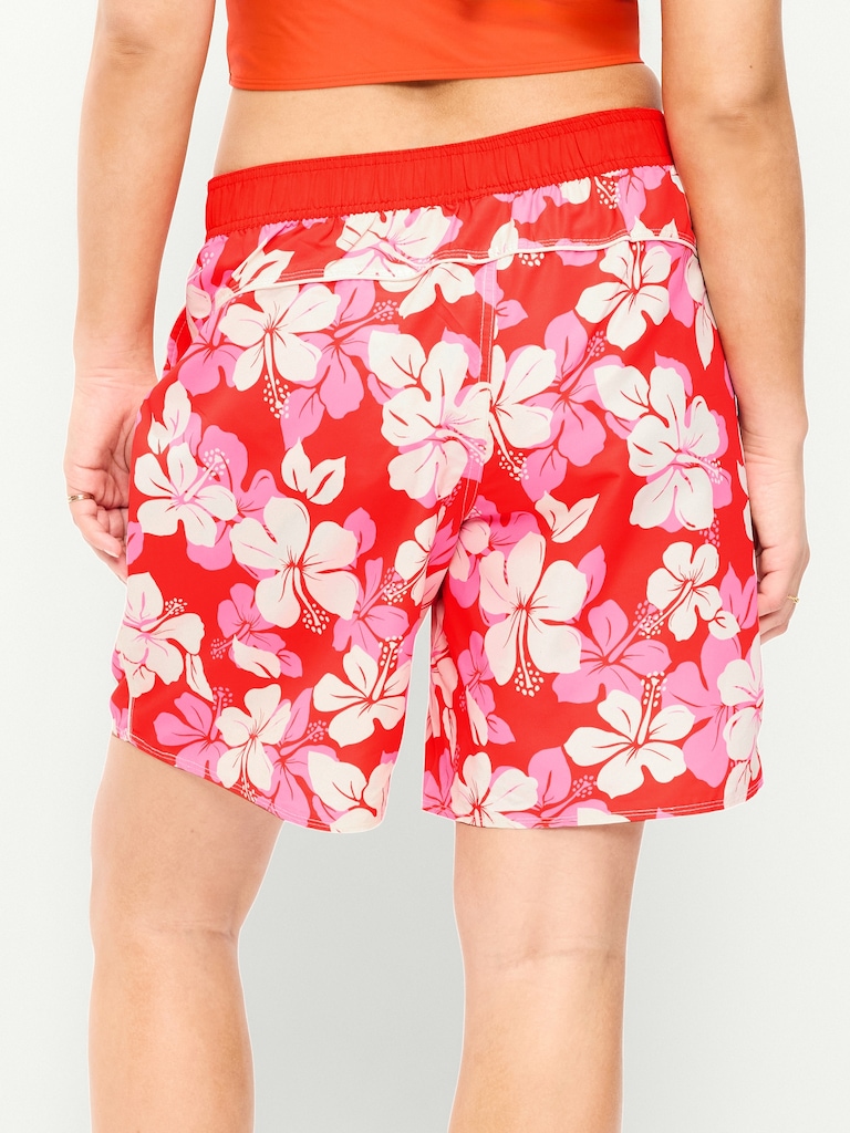 Mid-Rise Loose Swim Board Shorts