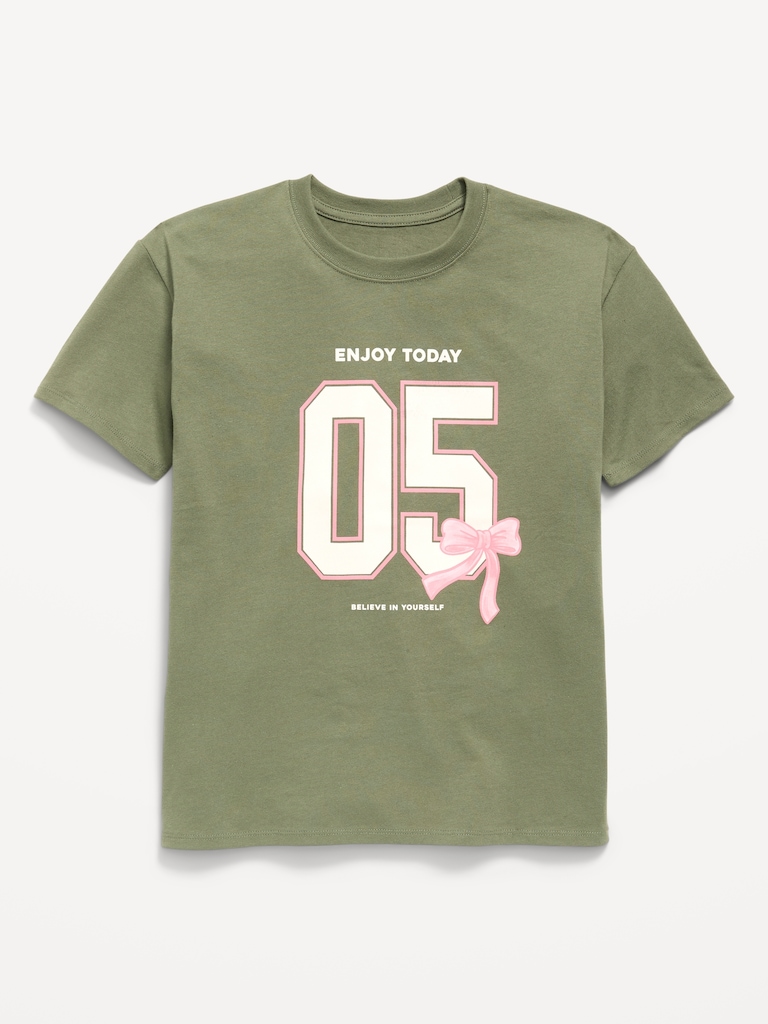 Oversized Short-Sleeve Graphic Tunic T-Shirt for Girls