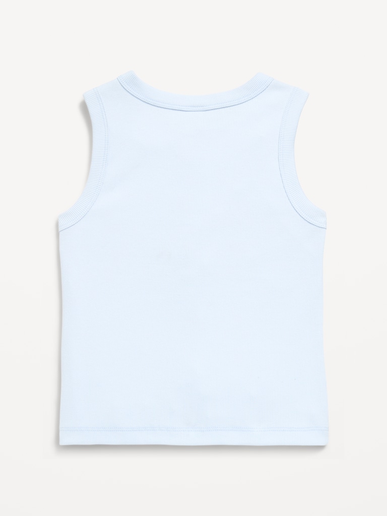 Fitted Sleeveless Ribbed Button-Front Top for Girls