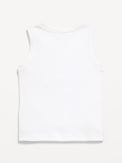 Fitted Sleeveless Ribbed Button-Front Top for Girls