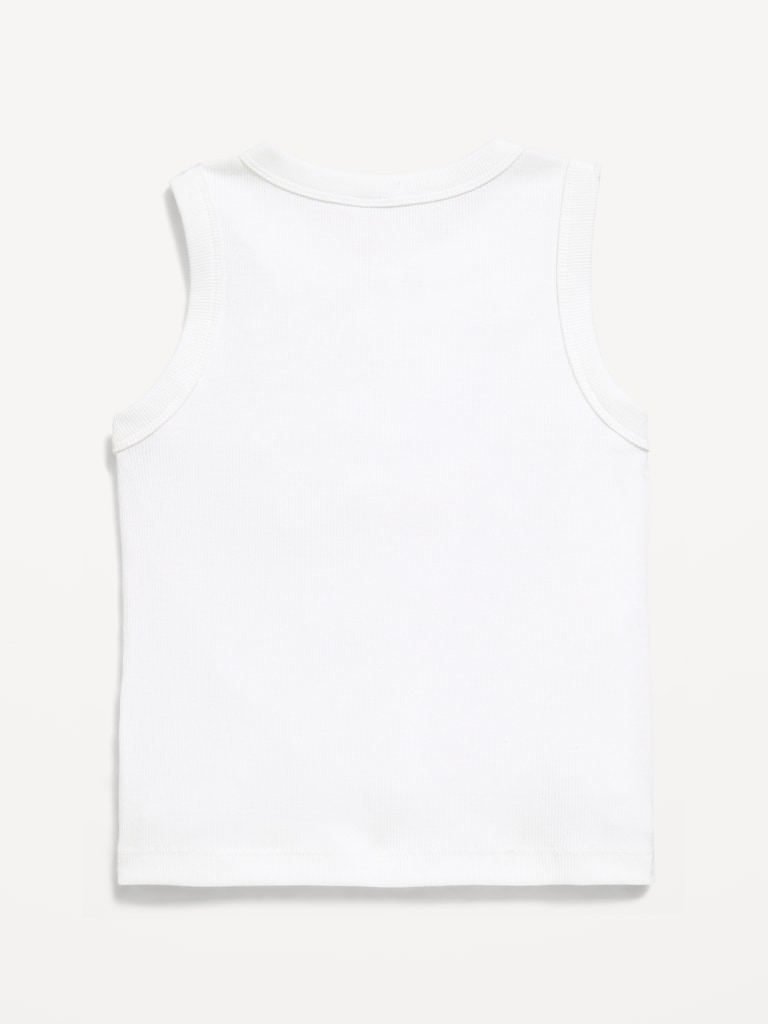 Fitted Sleeveless Ribbed Button-Front Top for Girls