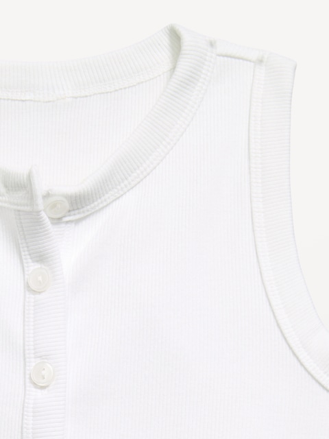 Fitted Sleeveless Ribbed Button-Front Top for Girls