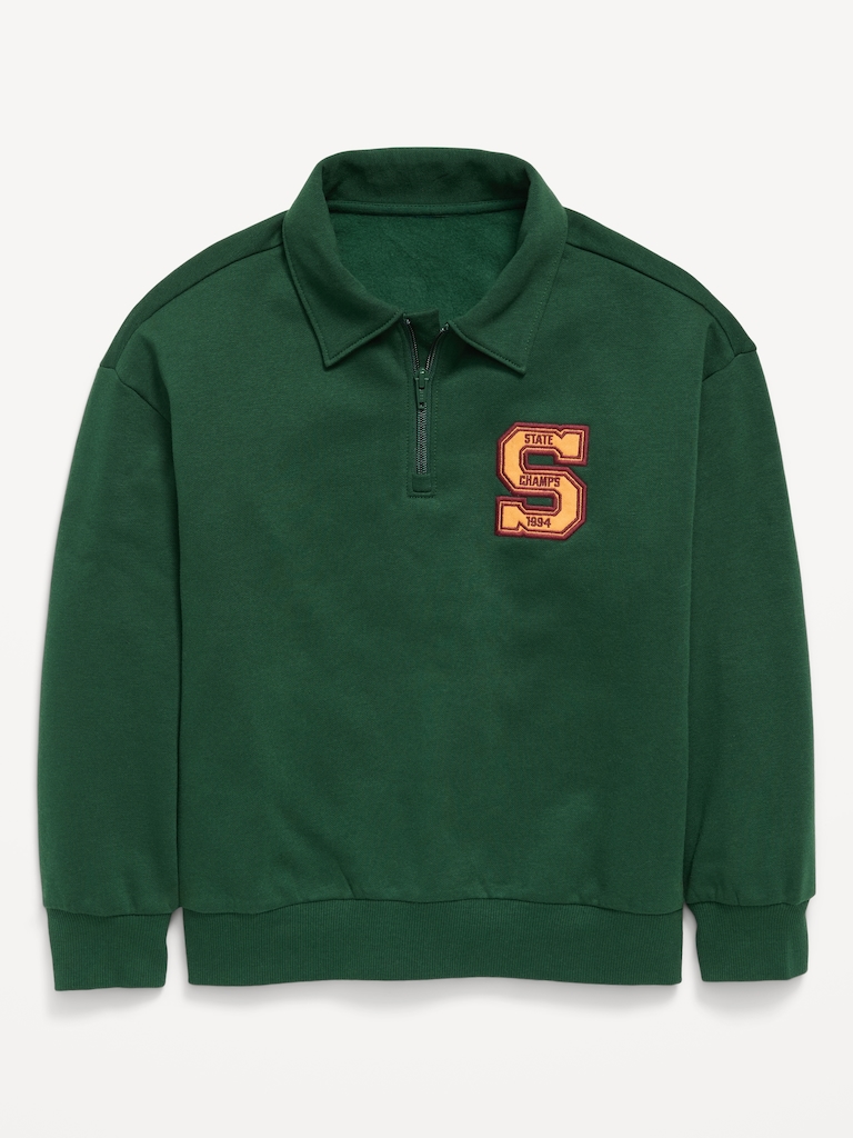 Oversized Collared Fleece Quarter-Zip for Boys
