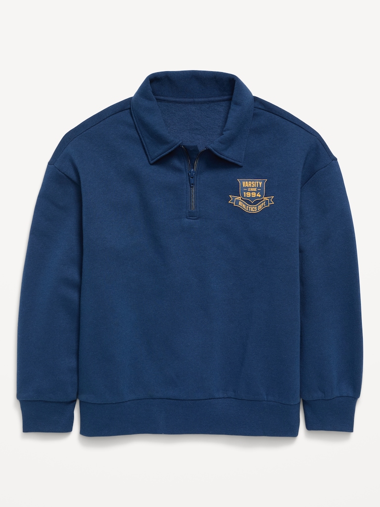 Oversized Collared Fleece Quarter-Zip for Boys