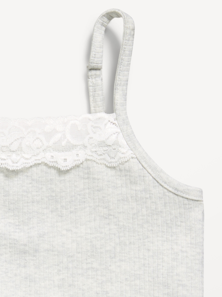 Fitted Ribbed Lace-Trim Cami for Girls