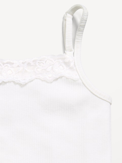 Fitted Ribbed Lace-Trim Cami for Girls