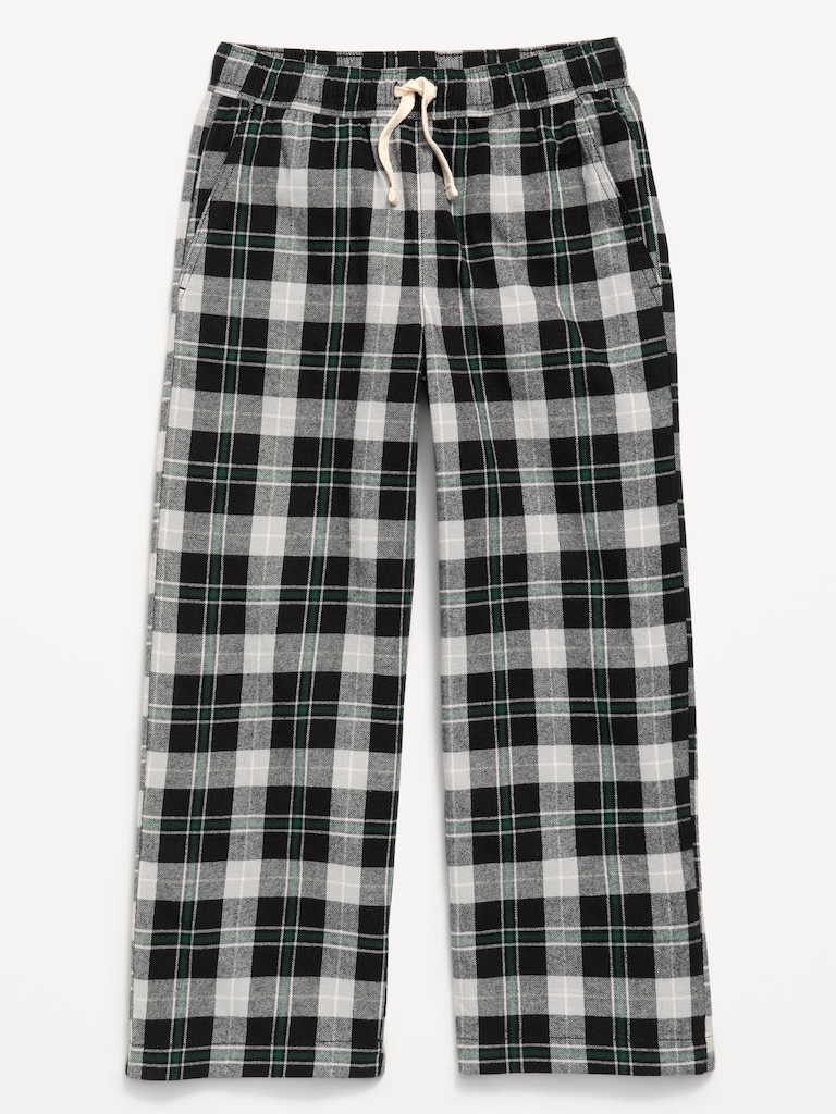 Pull-On Baggy Plaid Flannel Pants for Boys
