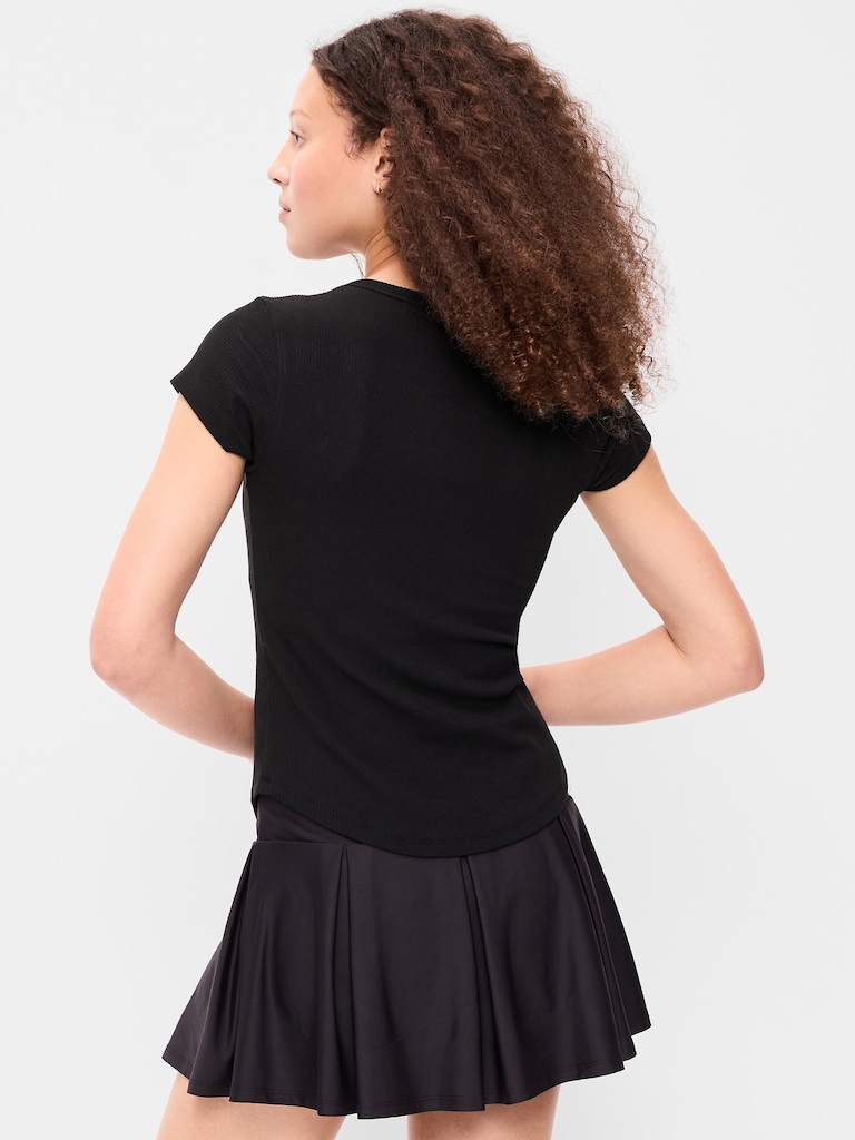 Fitted Crew-Neck Ribbed T-Shirt