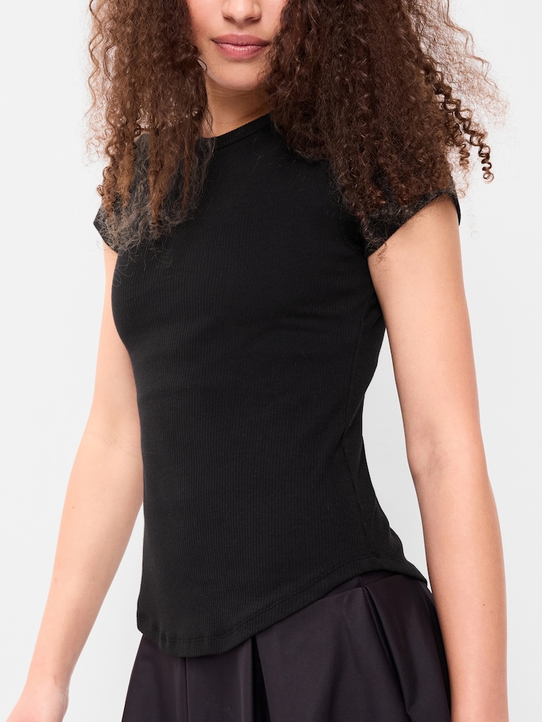 Fitted Crew-Neck Ribbed T-Shirt
