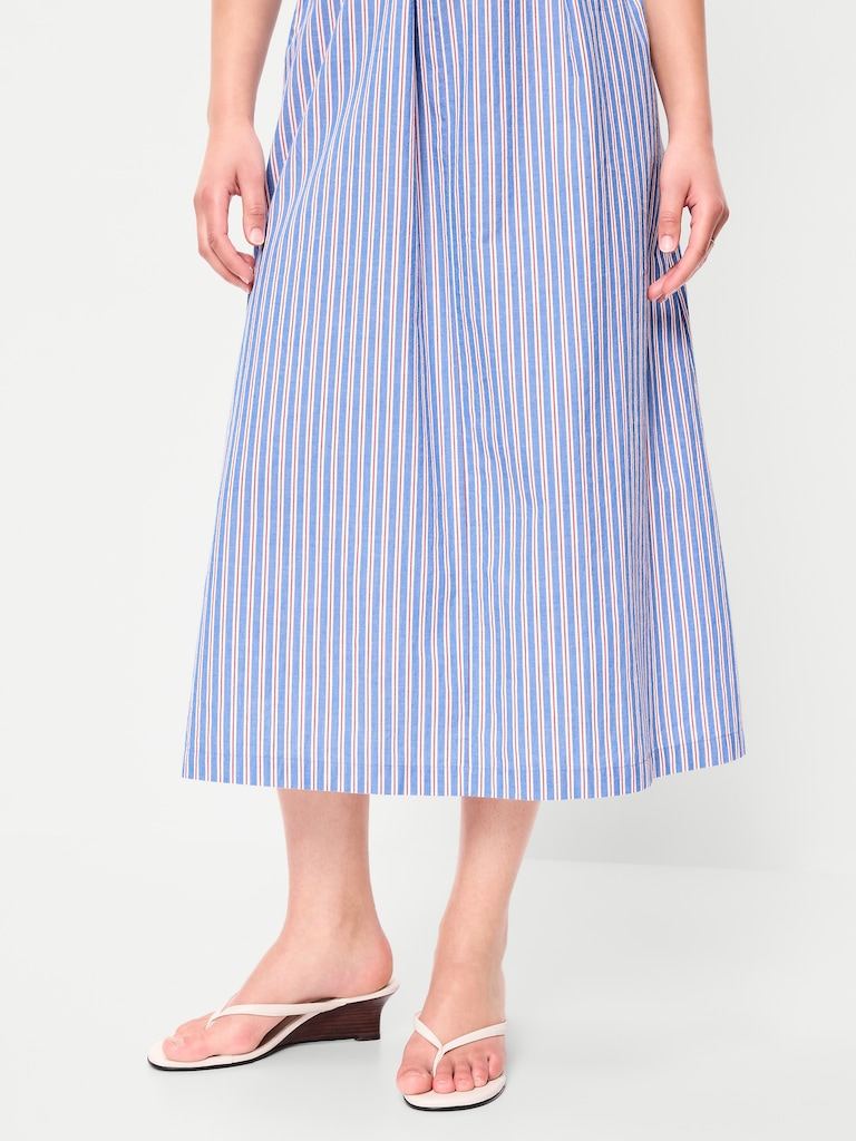 Sleeveless Wrap-Waist Midi Shirt Dress