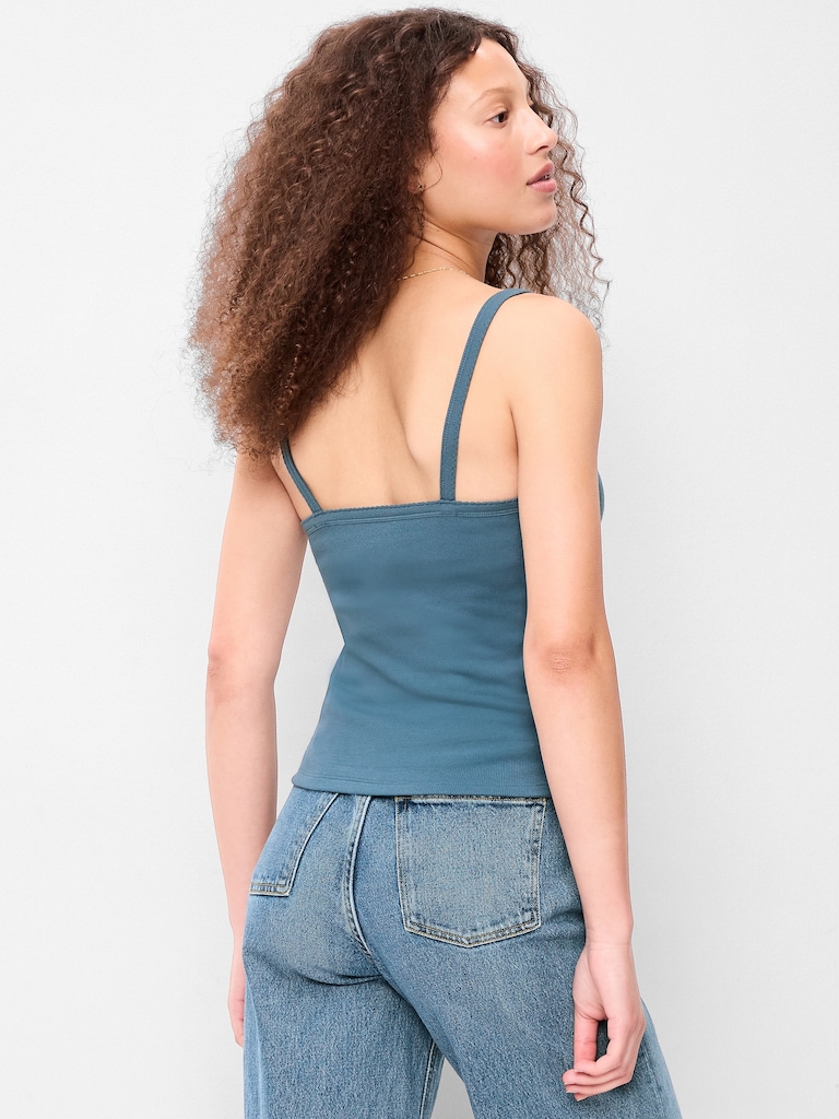 Button-Front Cami Tank Top