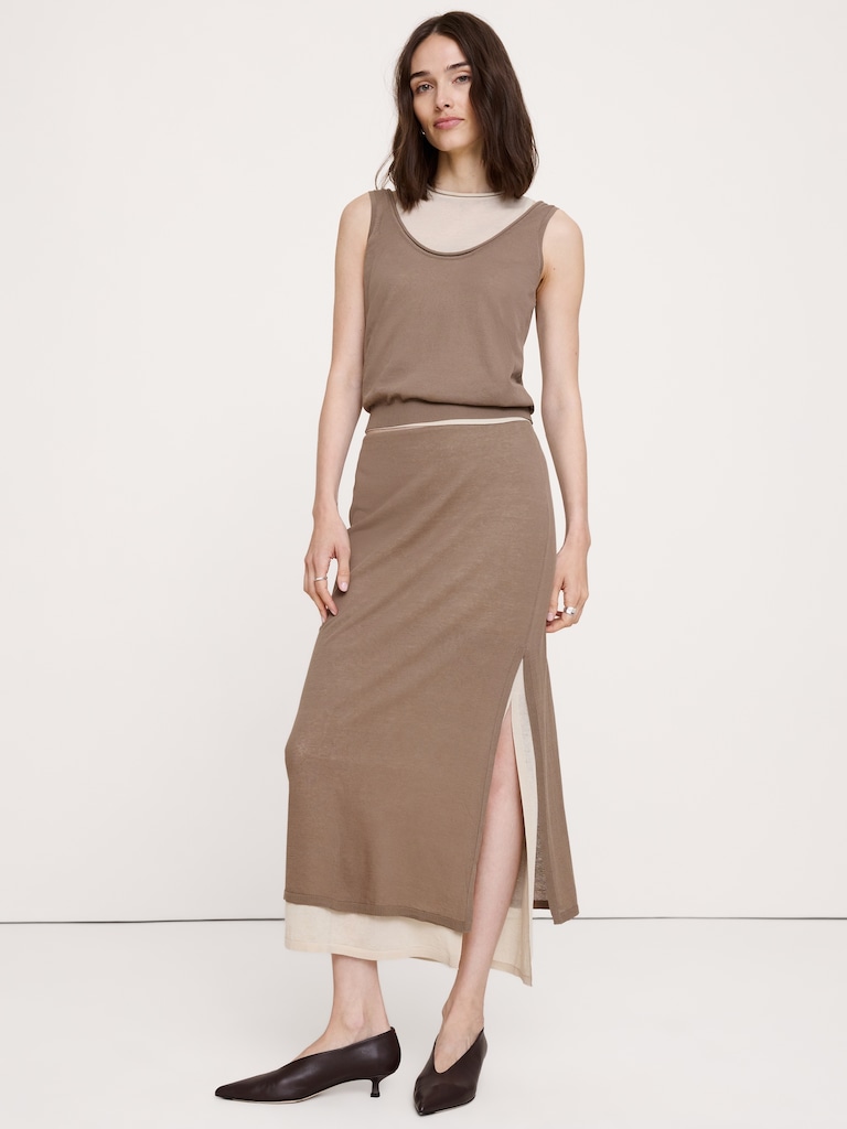 Layered Ultra-Fine Cotton Maxi Skirt