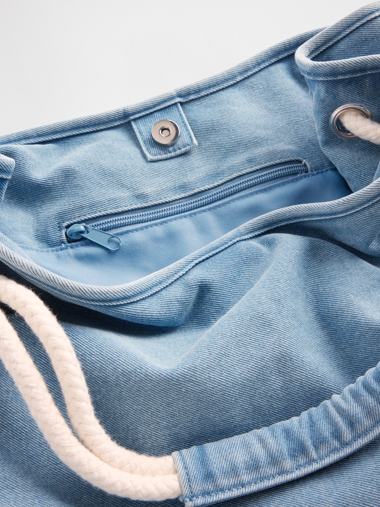 Denim Rope Bucket Bag
