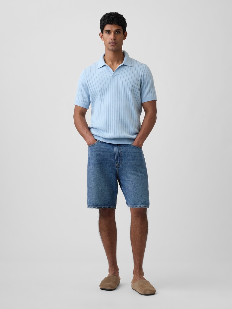Ribbed Johnny Collar Polo Shirt