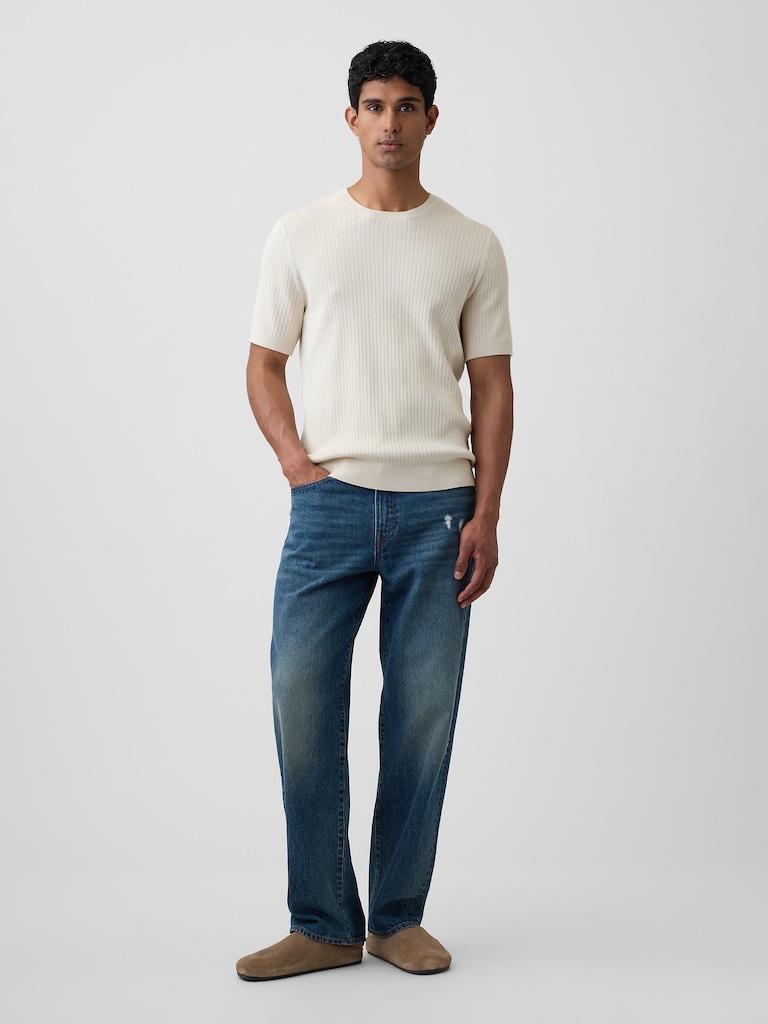 Ribbed Crewneck Sweater T-Shirt