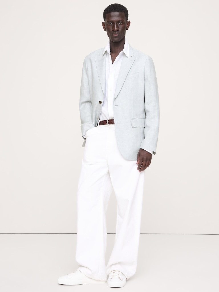Tailored Slim-Fit Herringbone Linen-Merino Suit Jacket