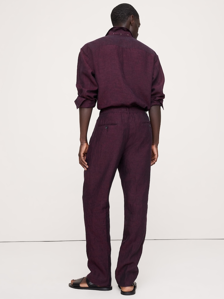 Straight Linen Pull-On Dress Pant