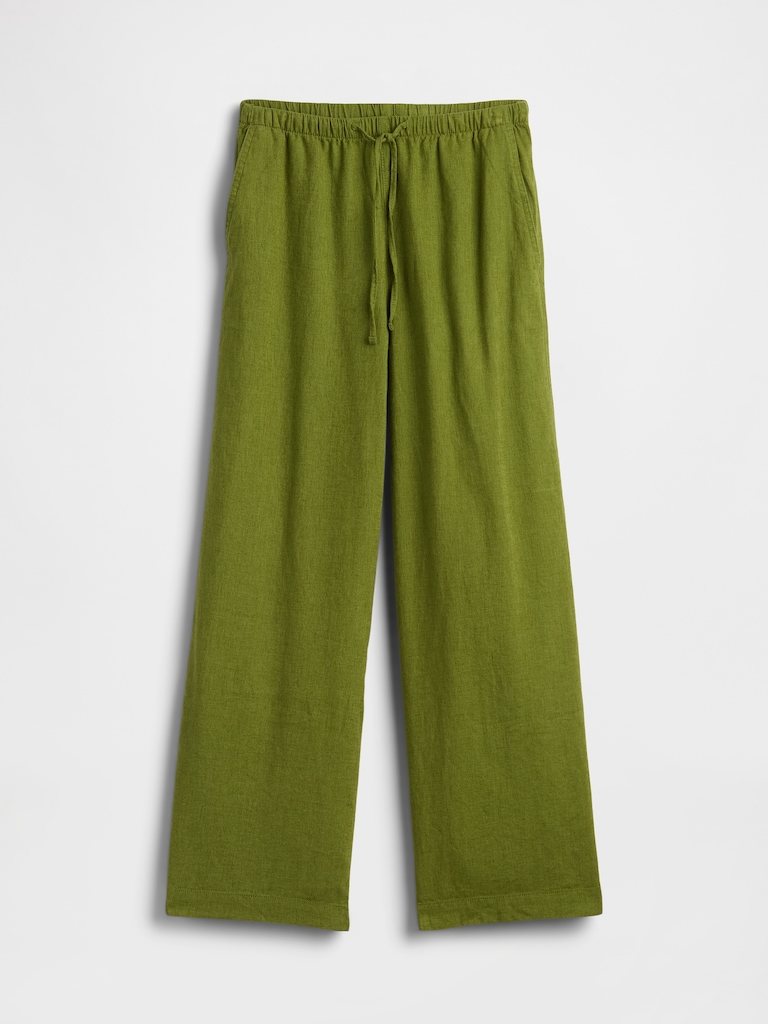 Relaxed Linen-Blend Wide-Leg Pants