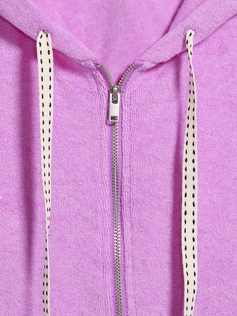 Terry Cloth Full-Zip Hoodie Sweatshirt