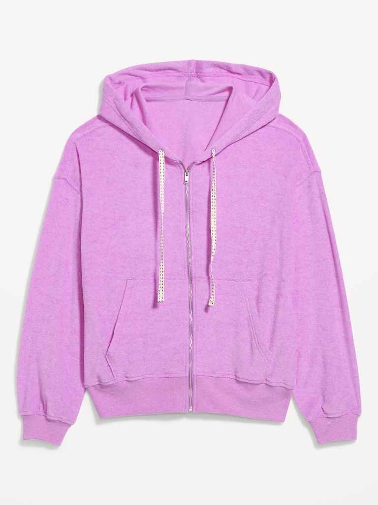 Terry Cloth Full-Zip Hoodie Sweatshirt