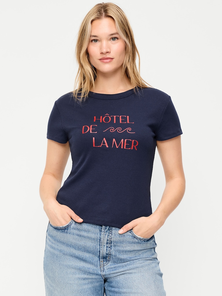T-shirt moulant à imprimé