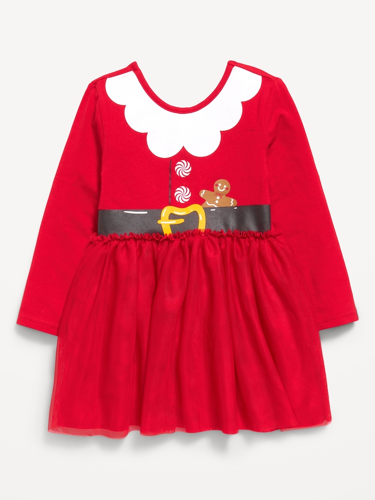 Long-Sleeve Holiday Tutu Dress for Toddler Girls