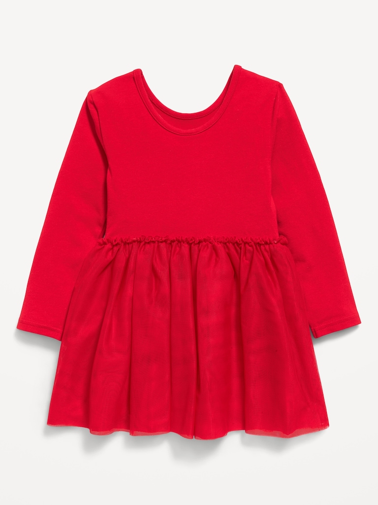 Long-Sleeve Holiday Tutu Dress for Toddler Girls
