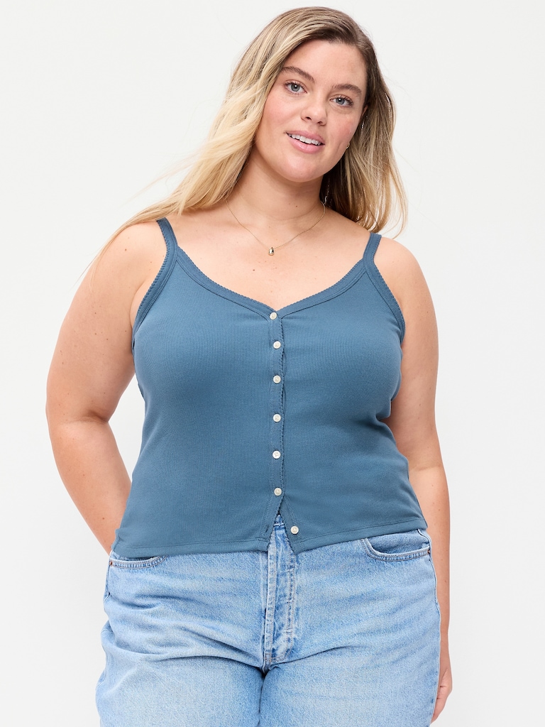 Button-Front Cami Tank Top