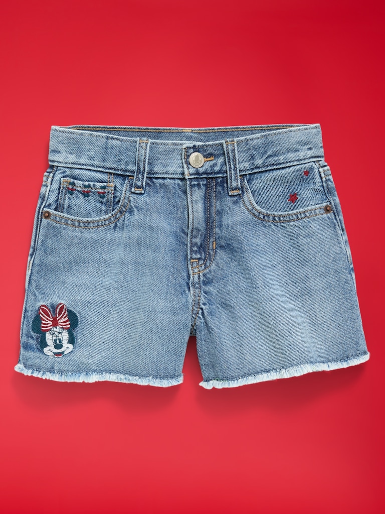 Old Navy x Disney Minnie Mouse Embroidered High-Waisted Frayed-Hem Jean Shorts for Girls